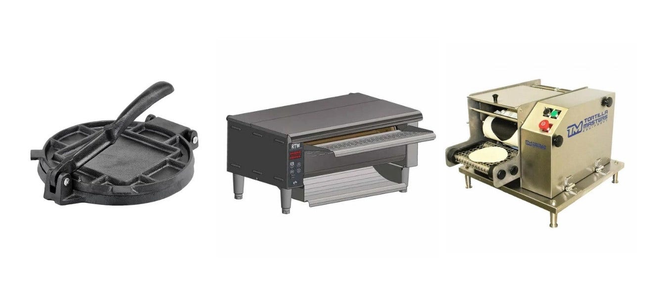 Tortilla Press, Machine & Warmers 