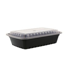 32 oz. Rectangular To-Go Combo Container, Black with Clear Lid