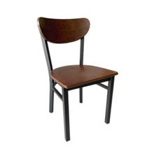 Modesto Wood and Metal Boomerang Chair with Walnut Finish