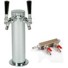 American Beverage 2 Faucet Round Column Draft Tower with Manifold for Beverage Air Draft Beer Coolers