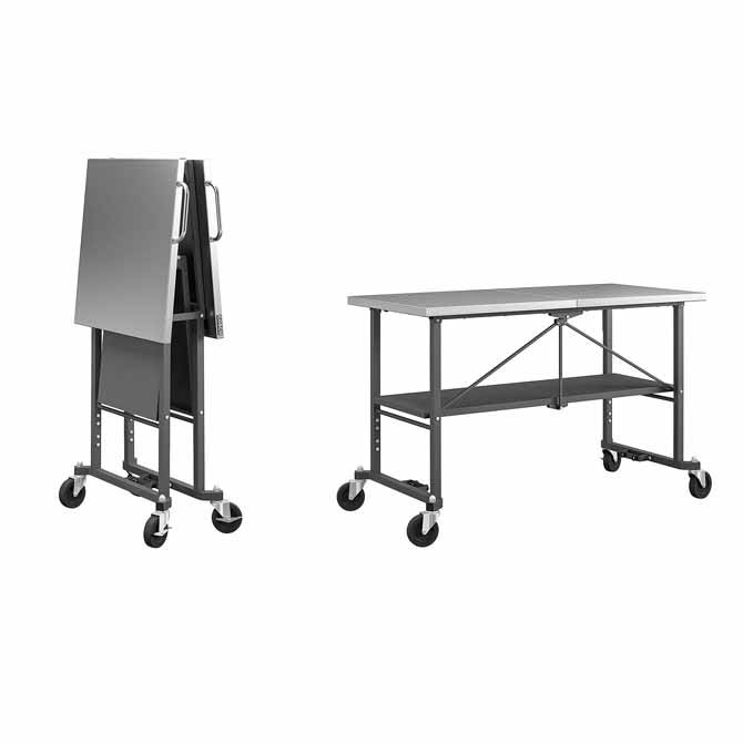 Cosco 66771DKG1E SmartFold Deluxe Portable Folding Workbench and Utility  Table with Stainless Steel Top