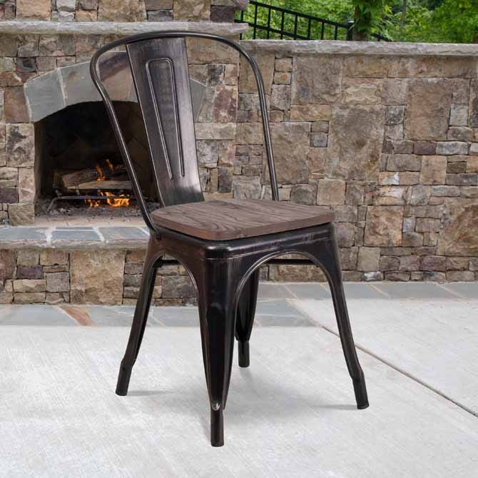 Galvanized metal dining hot sale chairs