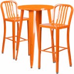 Flash Furniture CH-51080BH-2-30VRT-OR-GG Orange Metal Bar Stool and Table Set with Two Bar Stools