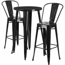 Flash Furniture CH-51080BH-2-30CAFE-BK-GG Black Metal Bar Stool and Table Set with Two Bar Stools