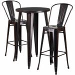 Flash Furniture CH-51080BH-2-30CAFE-BQ-GG Black and Antique Gold Metal Bar Stool and Table Set with Two Bar Stools