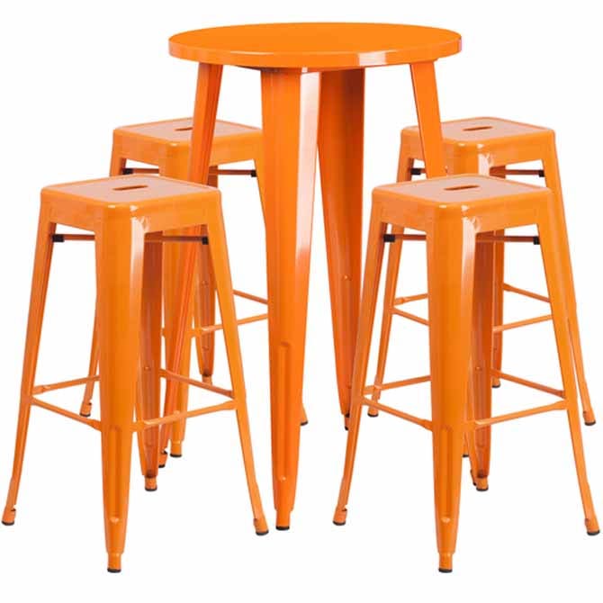 Flash Furniture CH 51080BH 4 30SQST OR GG Orange Metal Bar Stool