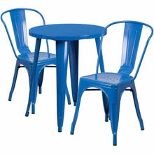 Flash Furniture CH-51080TH-2-18CAFE-BL-GG Blue Metal Table and Chair Set with Two Chairs