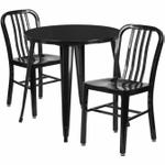 Flash Furniture CH-51090TH-2-18VRT-BK-GG Black Metal Table and Chair Set with Two Chairs