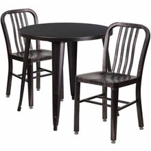 Flash Furniture CH-51090TH-2-18VRT-BQ-GG Black and Antique Gold Metal Table and Chair Set with Two Chairs