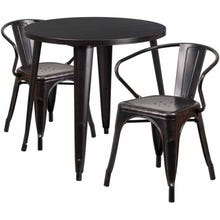 Flash Furniture CH-51090TH-2-18ARM-BQ-GG Black and Antique Gold Metal Table and Chair Set with Two Chairs