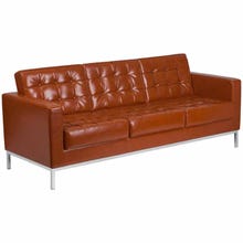 Flash Furniture ZB-LACEY-831-2-SOFA-COG-GG Cognac Blended Leather Button Tufted Sofa 80"W