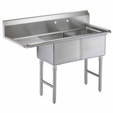SKU PA1621 image 1 Sauber Select 2-Compartment Stainless Steel Sink with 18" Drain Board on Left 54-1/2"W