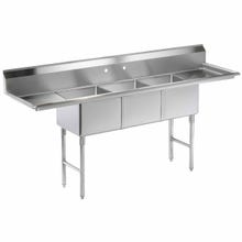 SKU PA1633 image 1 Sauber Select 3-Compartment Stainless Steel Sink with Two 18" Drain Boards 87"W