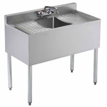 SKU PA1831 image 1 Sauber 1-Compartment Stainless Steel Bar Sink with Two 13" Drain Boards 36"W