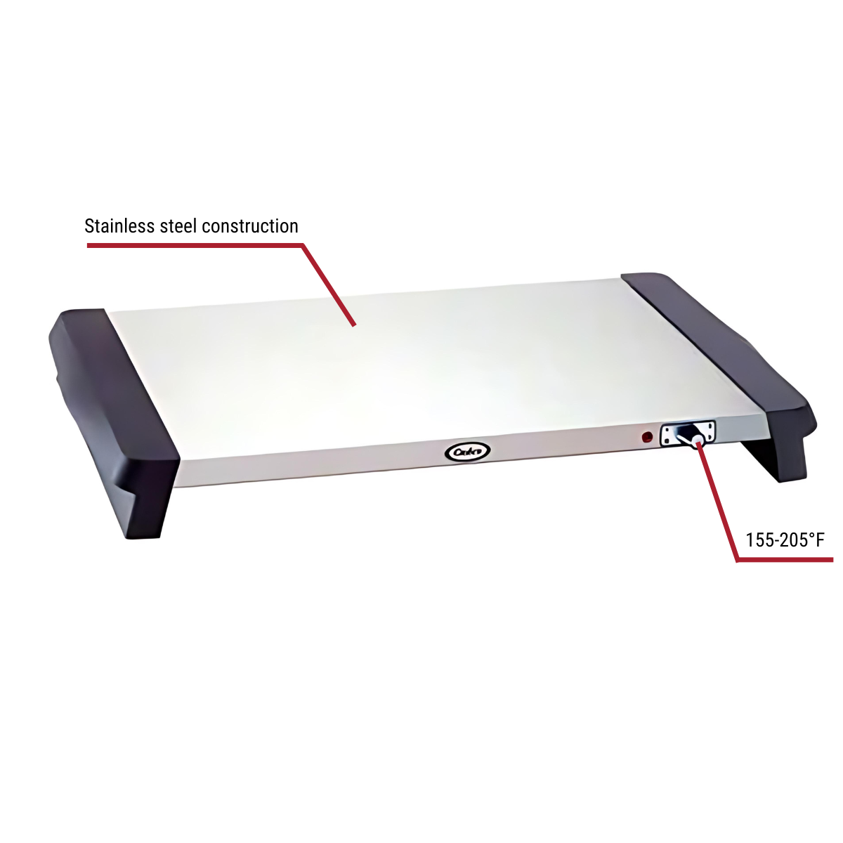 Cadco WT-10S Countertop Warming Tray 20-1/2" x 14" With Callouts to Stainless Steel Construction & 155 to 205 Degree