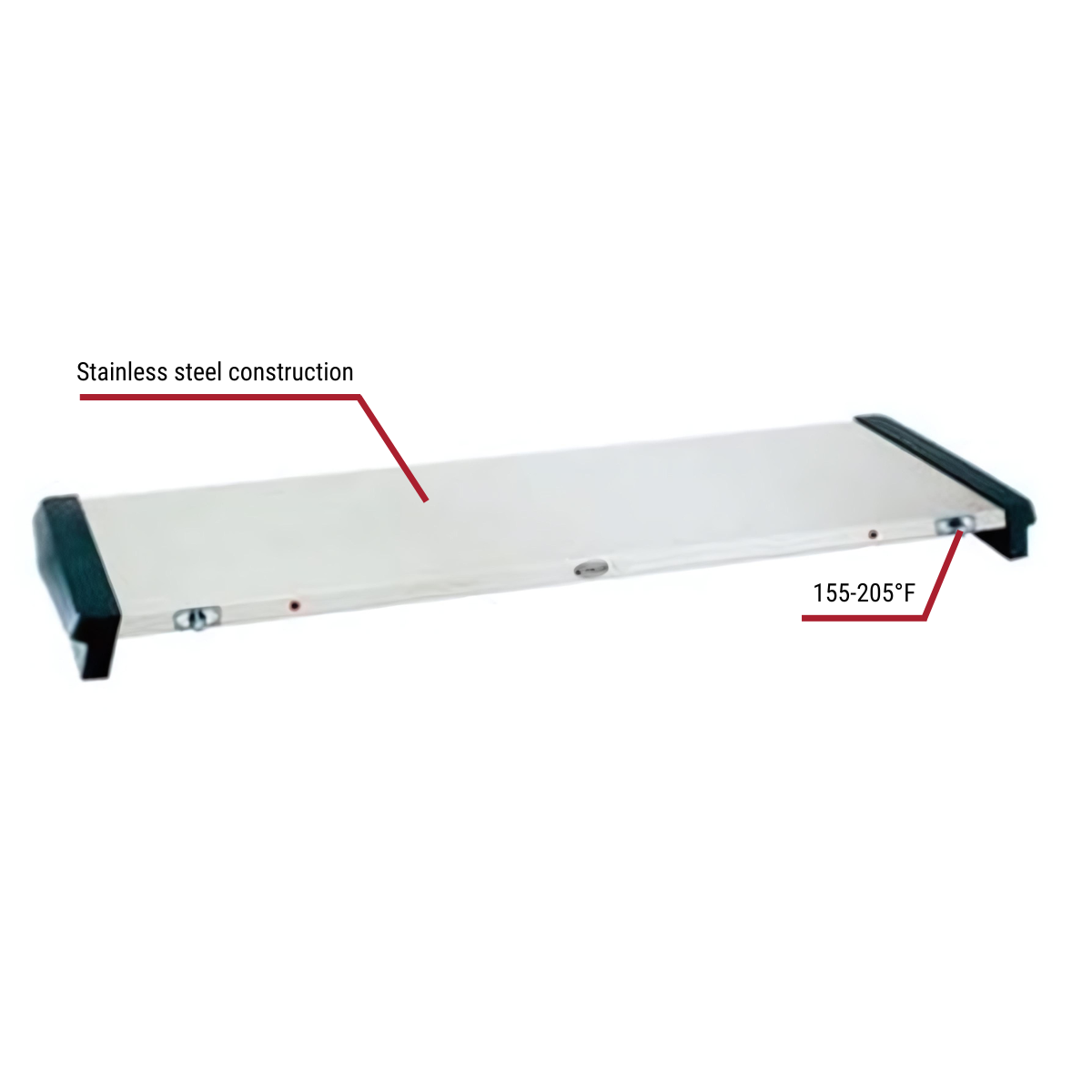 Cadco WT-40S Countertop Warming Tray 41" x 14" With Callouts to Stainless Steel Construction, 155 to 205 Degree Range