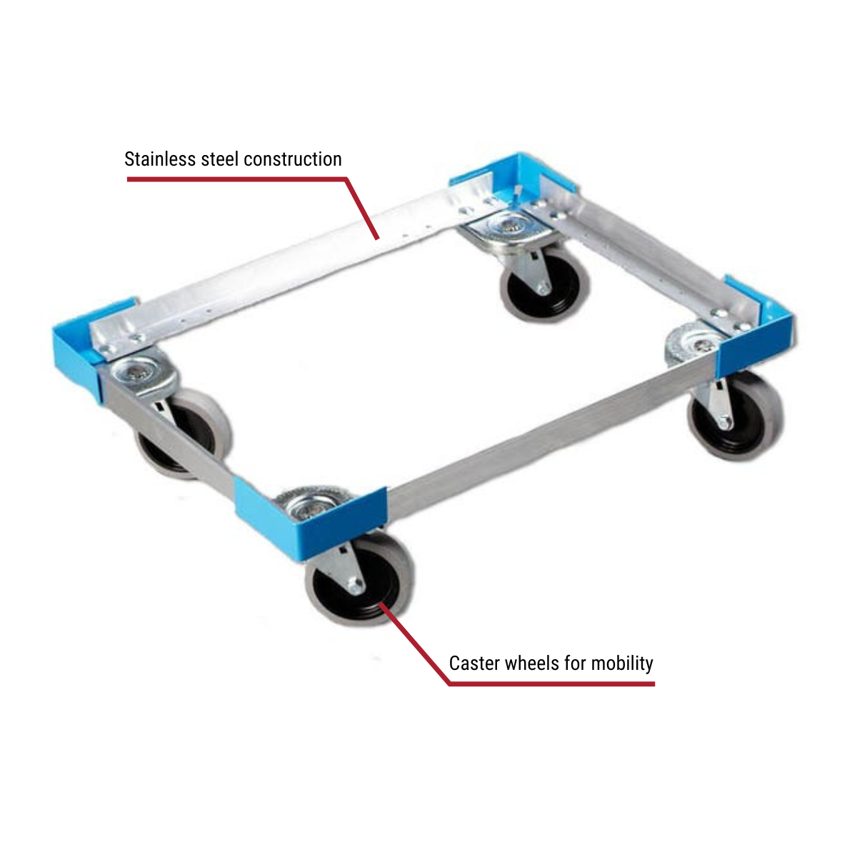 Dolly for Carlisle DL300-23 Insulated End Loading Food Carrier, Stainless Steel, Casters