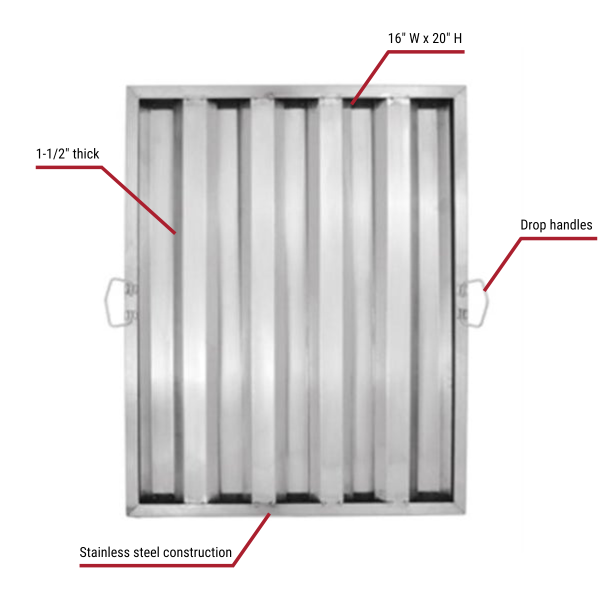 Stainless Steel Hood Filter 16"W x 20"H