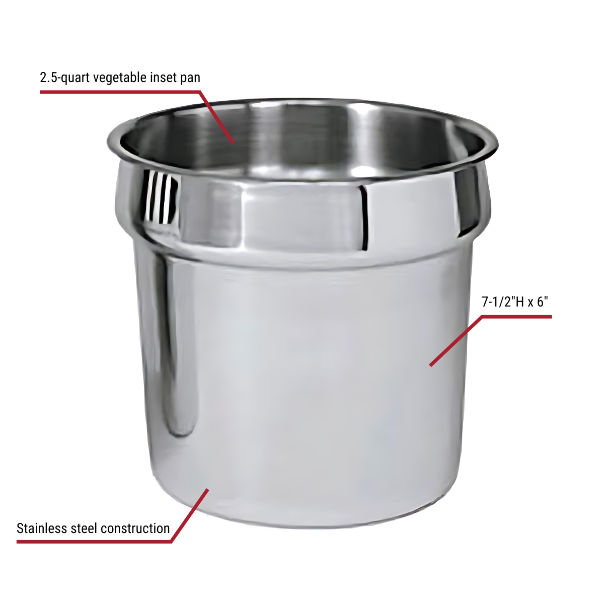 Winco 2.5-Quart Stainless Steel Vegetable Inset Pan