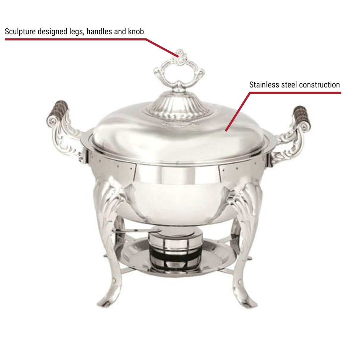 CAM-5 5-Quart Round Stainless Steel Chafer