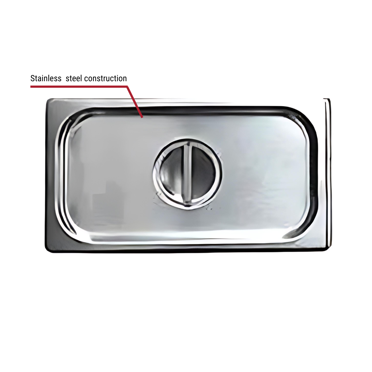 Solid Cover for 1/4-Size Stainless Steel Food Pan With Callouts to Stainless Steel
