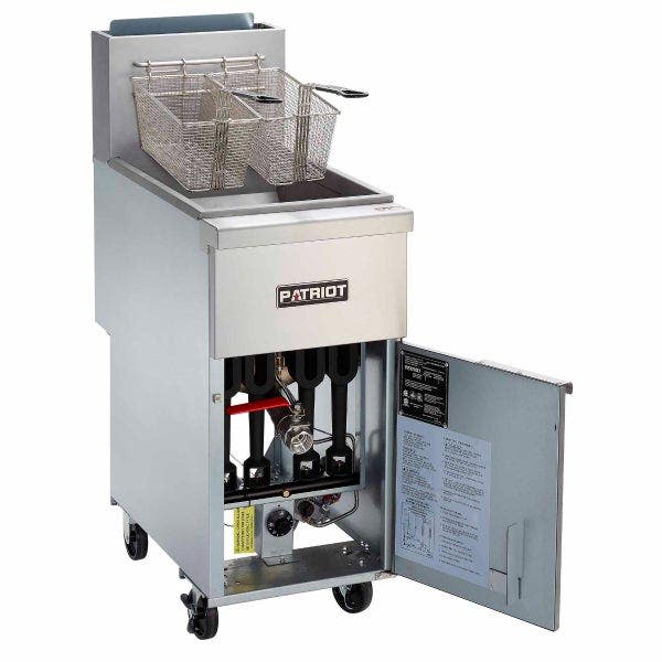 Internal Features Being Showcased on Patriot PT-F4-LP 45-50 lb. LP Gas Fryer with Stainless Steel Pot 15-1/2"W