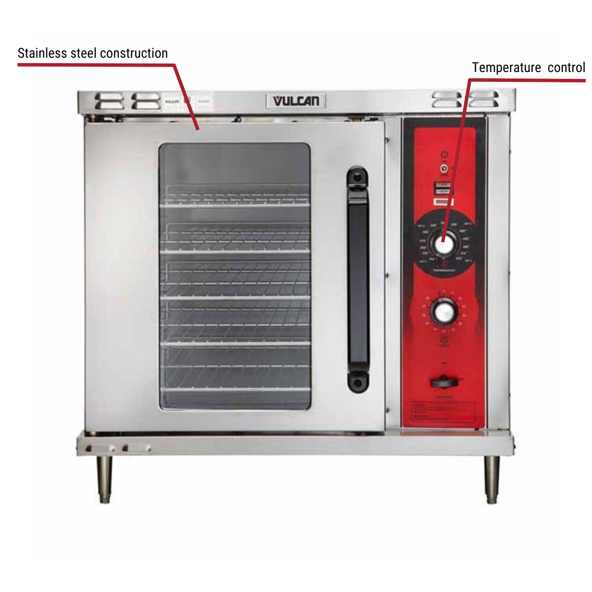 Diagram image for this Vulcan GCO2D Half Size Natural Gas Convection Oven with Solid State Controls with callout for casters.