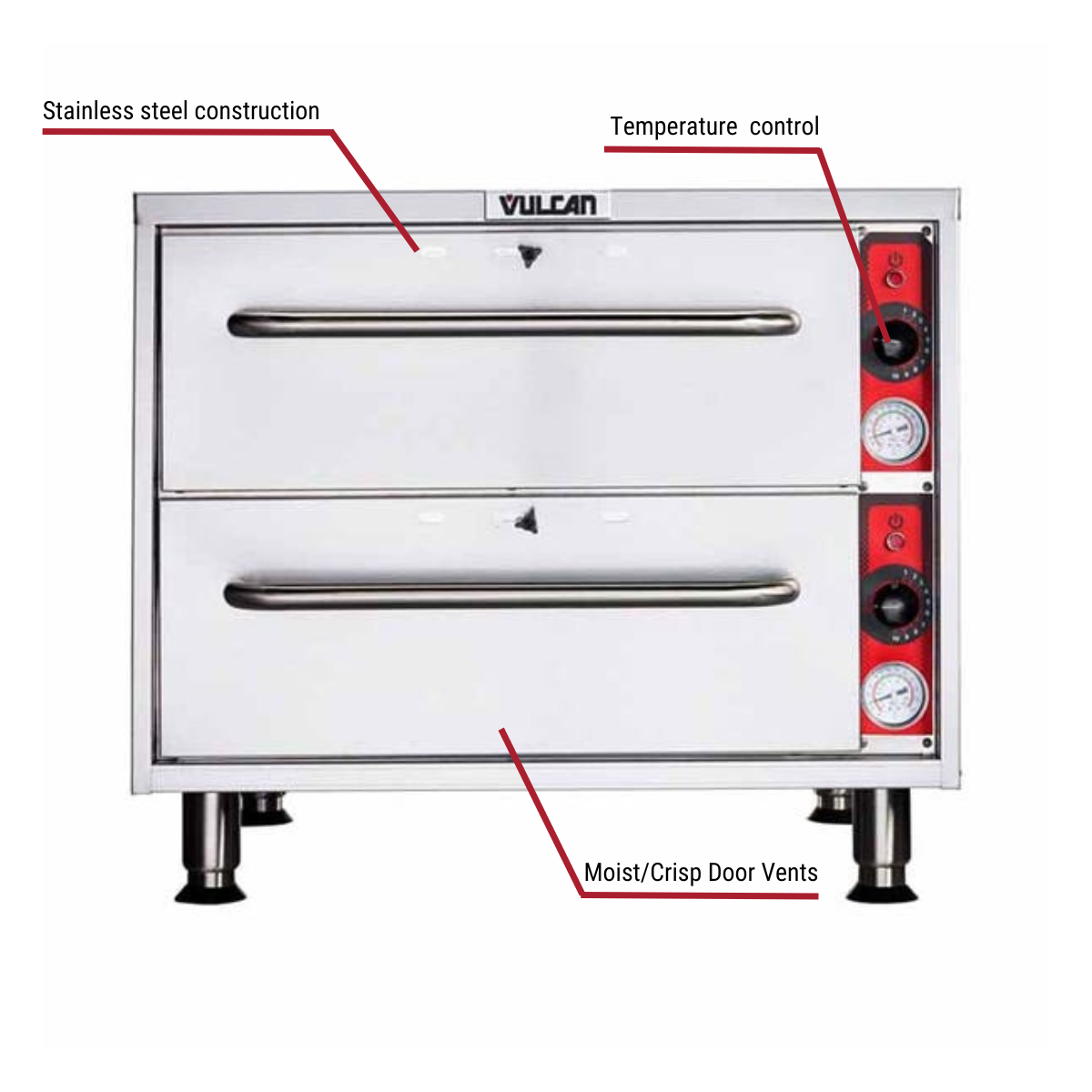 Diagram image for this Vulcan VRH88 208/240V Cook and Hold Oven with callout for Moist/Crisp Door Vents.