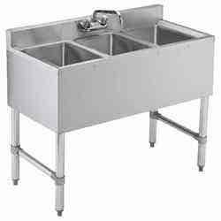 A three compartment bar sink.