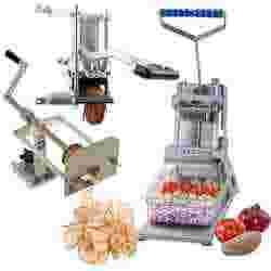 Three stainless steel vegetable cutters and slicers.