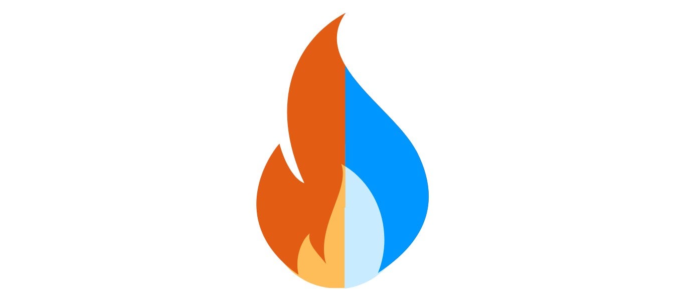 orange and blue field convertible flame