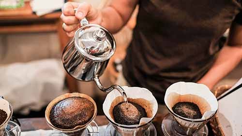 Drip brewing, filtered coffee, or pour-over is a method which involves pouring water over roasted, ground coffee beans contained in a filter.