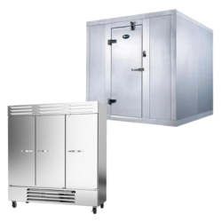 Walk in freezer and a Berg three door reach-in freezer