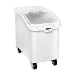 A 21-gallon ProStore Heavy Duty Mobile Ingredient bin with a clear sliding lid on casters.