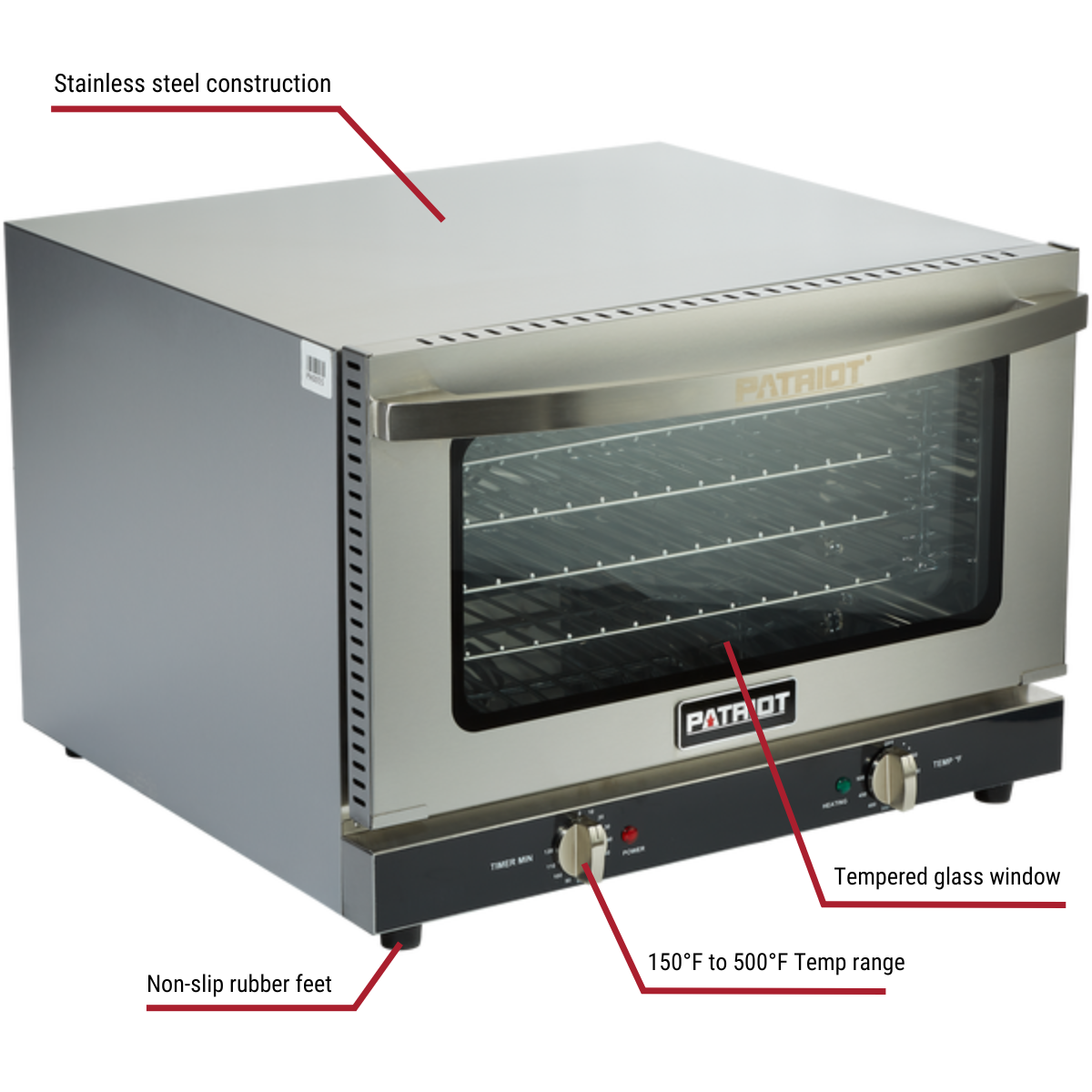 Patriot FD-21 Quarter Size 120V Countertop Convection Oven 18-3/4"W