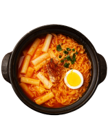 Ramen with chicken and vegetables in a black bowl and black chopsticks.