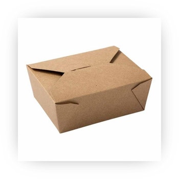 Kraft paper bar takeout food container with folded flaps