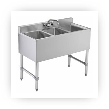 Stainless steel commercial 2-compartment bar sink with faucet