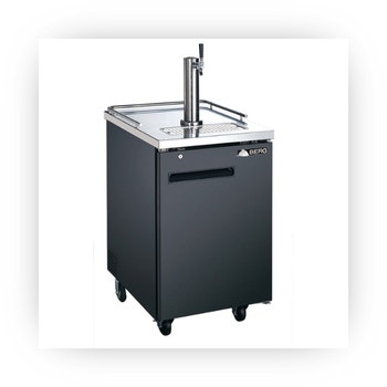 Berg black single-tap beer dispenser with stainless draft tower