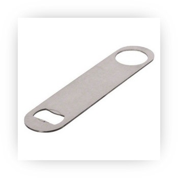 Flat stainless steel speed bottle opener with dual-end design