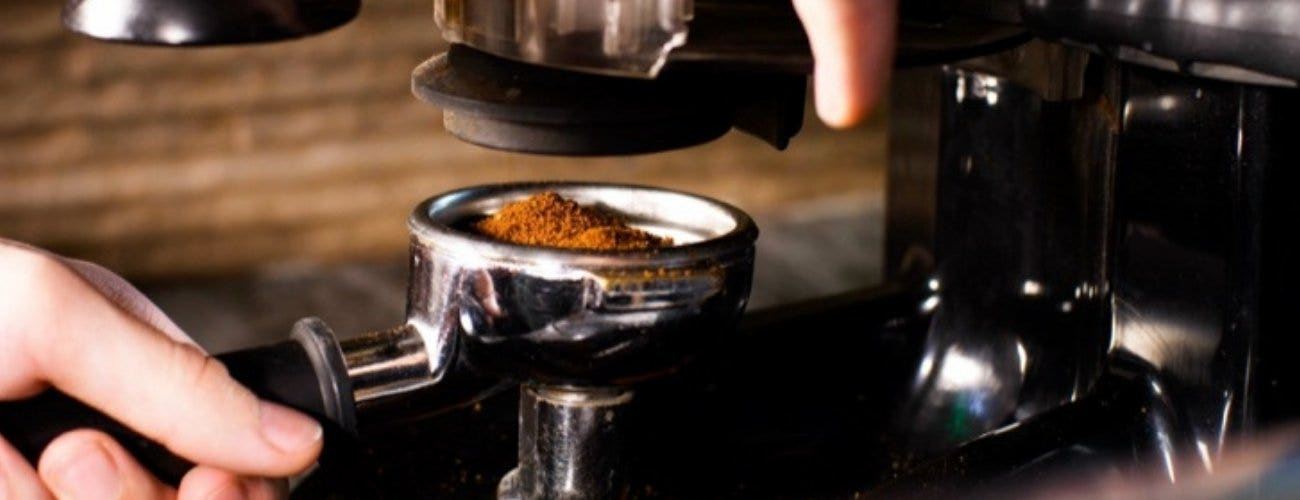 Close-up of a commercial coffee maker