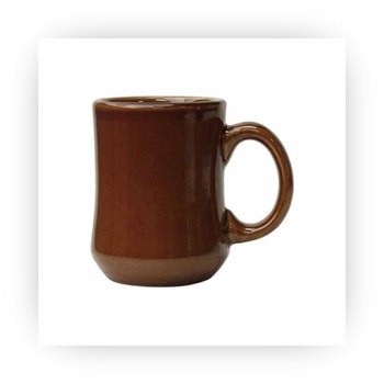 Brown ceramic diner-style coffee mug with handle