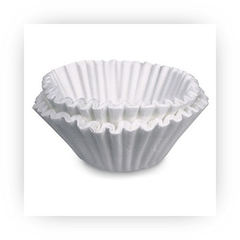Stack of commercial basket-style white coffee filters