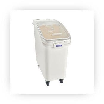 white prostore ingredient bins on wheel