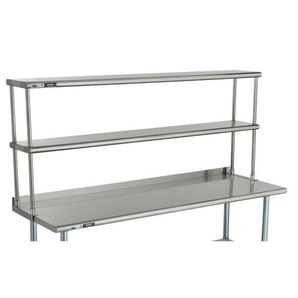 Sauber Stainless Steel Double Tier Overshelf for Sauber Worktables 72"W