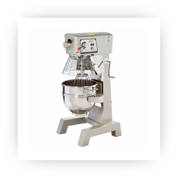 Commercial planetary mixer with stainless steel bowl and safety guard