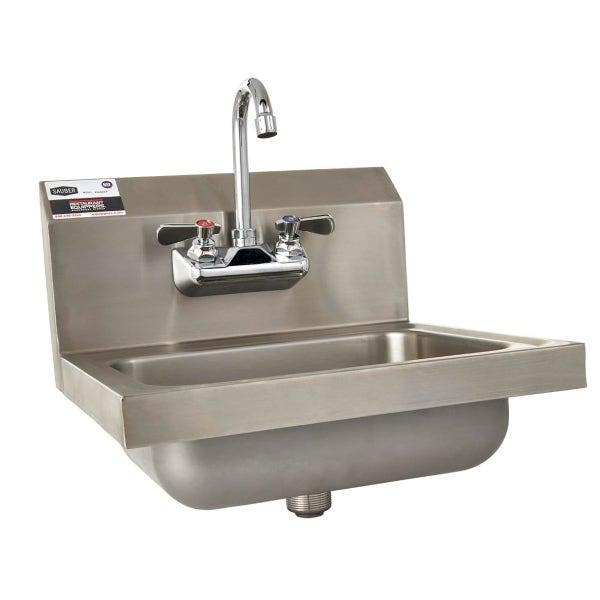 Sauber Stainless Steel Wall Mount Hand Sink with Faucet 17"W