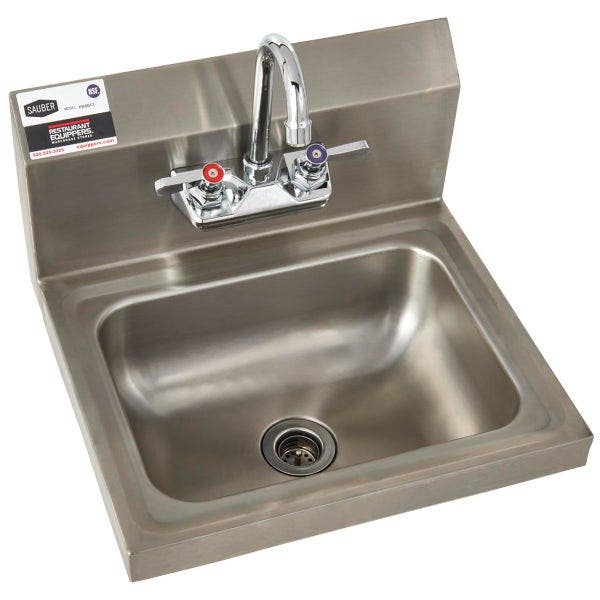 Sauber Stainless Steel Wall Mount Hand Sink with Faucet 17"W