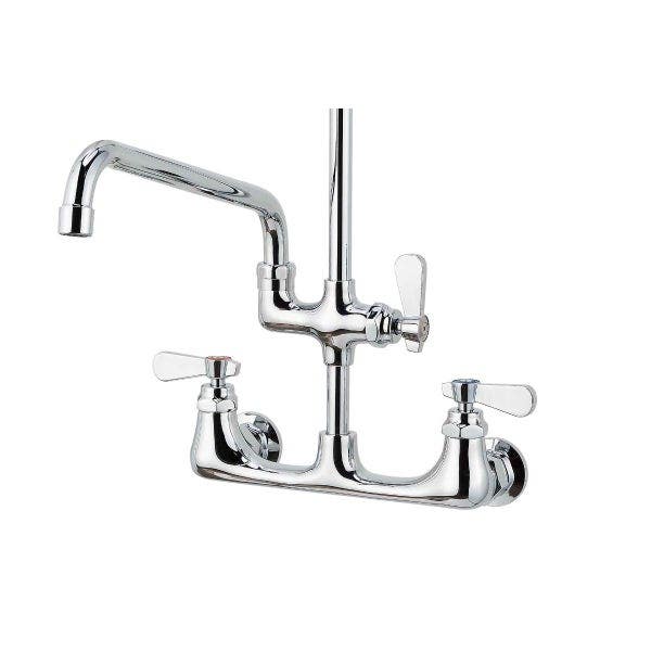 Sauber Wall Mount Pre-Rinse Faucet with Add on 12" Swing Spout