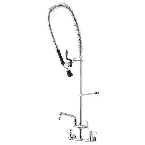 Sauber Wall Mount Pre-Rinse Faucet with Add on 12" Swing Spout
